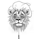 2 Lion with red string  tattoo design idea