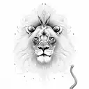 2 Lion with red string  tattoo design idea