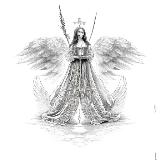 wheel with angel wings tattoo design idea