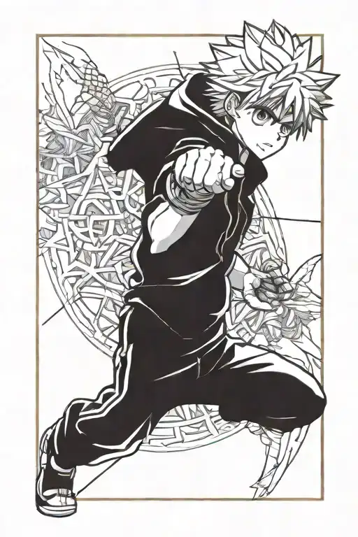 Killua from the anime Hunter x Hunter tattoo design idea