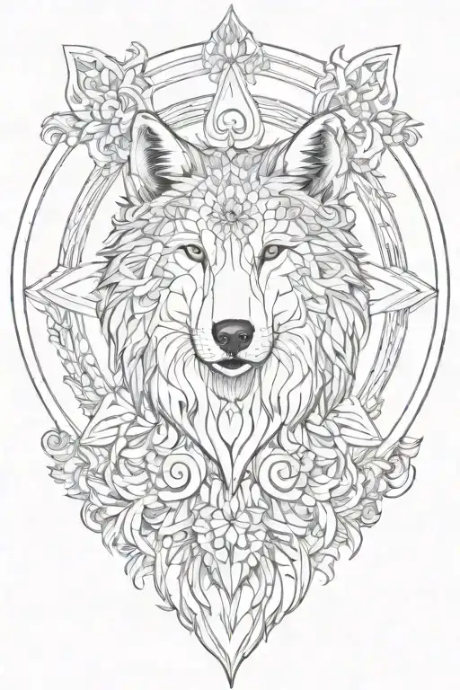 Wolf virgo ,mandala tattoo design idea
