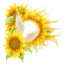 sunflower and angel wings tattoo design idea