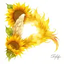 sunflower and angel wings tattoo design idea