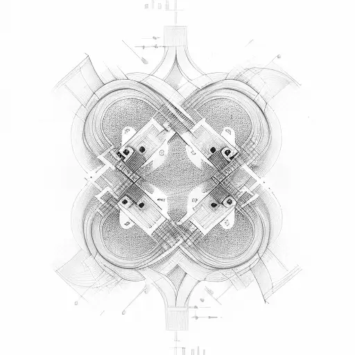 A code matrix intertwined with musical notes tattoo design idea