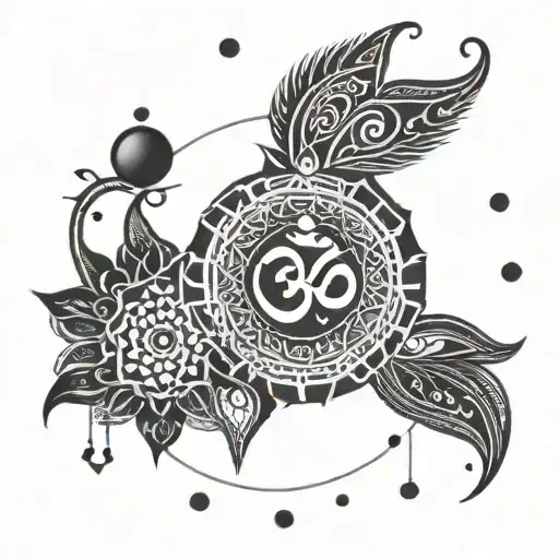 A tattoo of the Om symbol surrounded by the seven chakras, creating a harmonious and balanced composition tattoo design idea