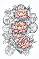 lotus flower hexagons and mandala design incorporating elements tattoo design idea