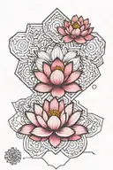 lotus flower hexagons and mandala design incorporating elements tattoo design idea