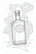 singular lighting bottle going into a whiskey bottle tattoo design idea