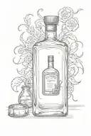 singular lighting bottle going into a whiskey bottle tattoo design idea