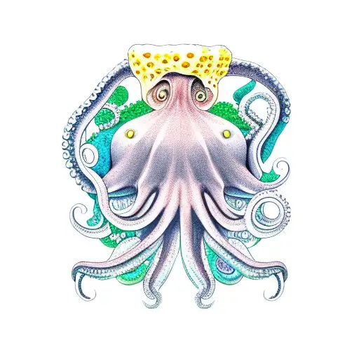 Octopus but his head is mushrooms tattoo design idea