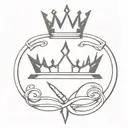 Crown with a sword and a letter W between two armband lines symbolizing paganism and christianity tattoo design idea