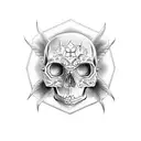 Skull moth moon stars tattoo design idea