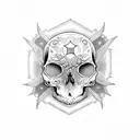 Skull moth moon stars tattoo design idea