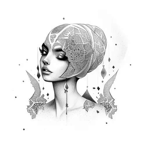 Spanish girl with Arabic words  tattoo design idea