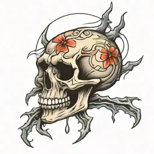 crying skull tattoo design idea