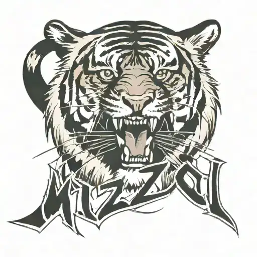 The word mizzou with tiger emerging over the top of the word tattoo design idea