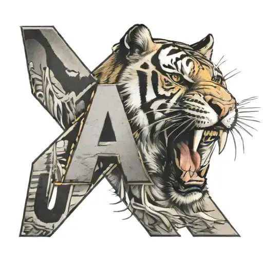 The word mizzou in block lettering with tiger emerging over the top of the word tattoo design idea