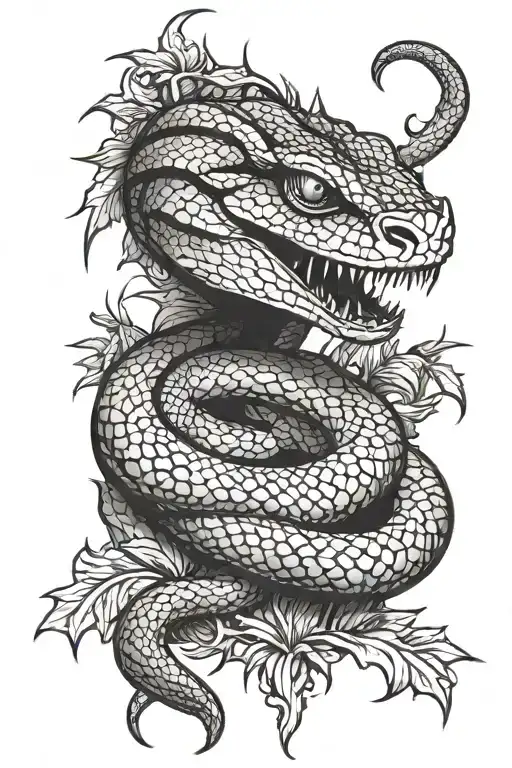 black snake head looking straight ahead tattoo design idea