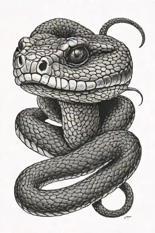 black snake head looking straight ahead tattoo design idea