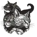 a three headed cat horror tattoo design idea