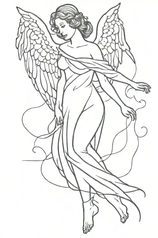 angel falling tattoo design idea