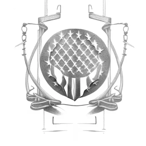 ";IGY6" acronym with a subdued American flag and barbed wire wrapped around the pole tattoo design idea