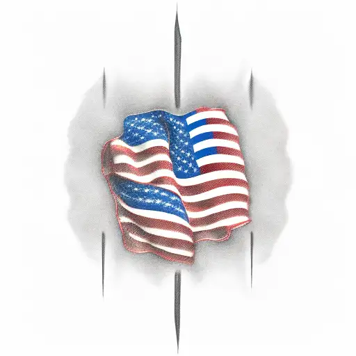 ;IGY6 with subdued American Flag primarily black and white tattoo tattoo design idea