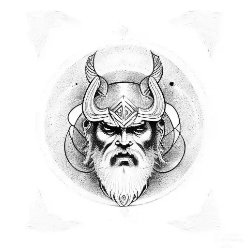 odin with his raves tattoo design idea