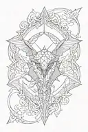 A sketch tattoo of a majestic spren from The Stormlight Archive hovering over a Dungeons and Dragons 20-sided die tattoo design idea