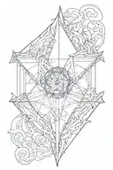 A sketch tattoo of a majestic spren from The Stormlight Archive hovering over a Dungeons and Dragons 20-sided die tattoo design idea
