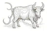 charging carabao cuts of beef overlay tattoo design idea