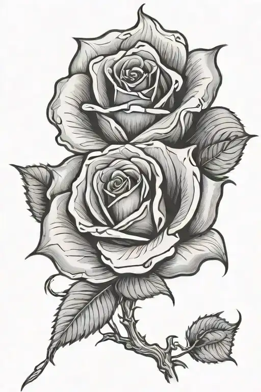 Rose on fire tattoo design idea