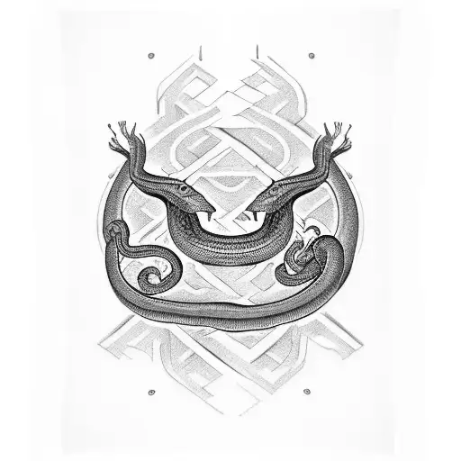 a handshake armband but instead of 2 hands, 1 is a snake head biting the other hand tattoo design idea