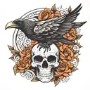 skull raven tattoo design idea