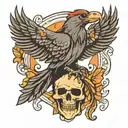 skull raven tattoo design idea