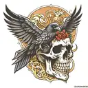 skull raven tattoo design idea
