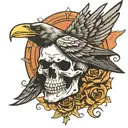 skull raven tattoo design idea