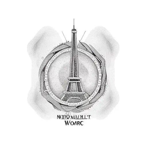woman breast and Eiffel tower tattoo design idea