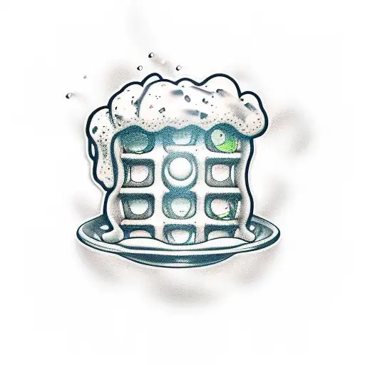 waffle and beer tattoo design idea