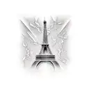 woman breast and Eiffel tower tattoo design idea