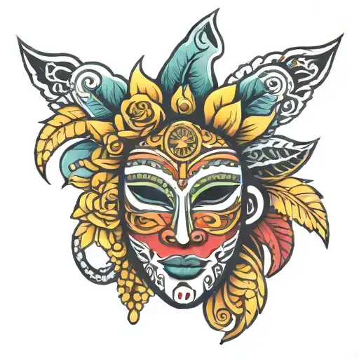 colombian mask tattoo design idea