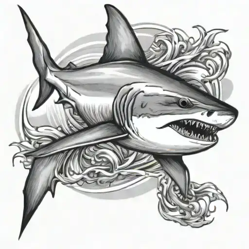 shark swimming tattoo design idea