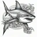 shark swimming tattoo design idea