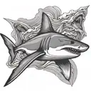 shark swimming tattoo design idea