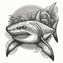 shark swimming tattoo design idea