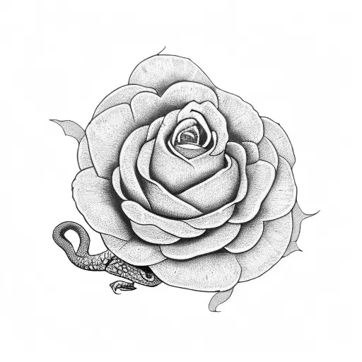 red carnation with a rattlesnake wrapped around it tattoo design idea