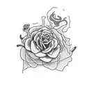 red carnation with a rattlesnake wrapped around it tattoo design idea