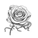 red carnation with stem and a rattlesnake wrapped around it tattoo design idea