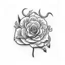 red carnation with stem and a rattlesnake wrapped around it tattoo design idea