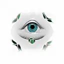 lotus with emerald snake eye in the center tattoo design idea